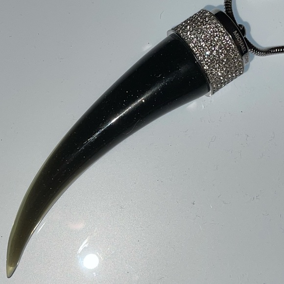 Michael Kors Crystal Silver-Tone Horn Pendant Necklace - Picture 4 of 7